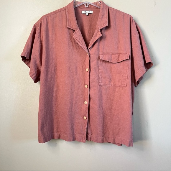 Madewell Linen Blend Camp Shirt in Vintage Quartz Size XL - Picture 2 of 12